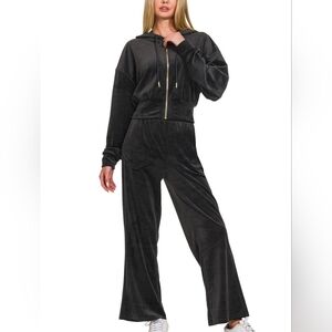 Zenana Outfitters Black Velour Jumpsuit